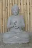 Product image 1 of the product “Seated Buddha made of Riverstone in Dharmachakra gesture of wheel of the teaching of the Dharma, H. 83cm. There is a stone eye on the left shoulder. ”